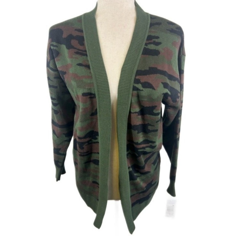 Sanctuary Camouflage Open Front Cardigan Sweater Green Brown‎ Women's Size 10